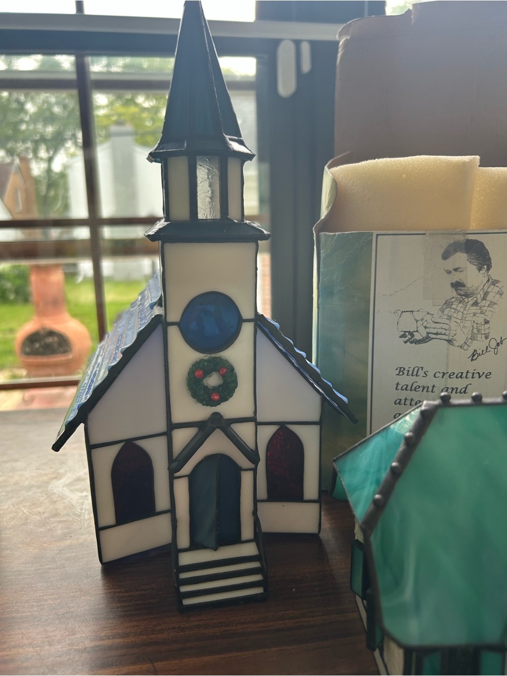 Stained Glass Church Décor - White and Blue